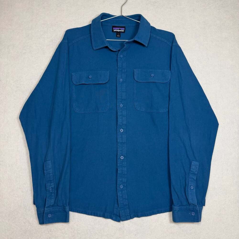Patagonia Shirt Mens Large Knoven Blue Long Sleeve Button Up Shirt 100% Cotton